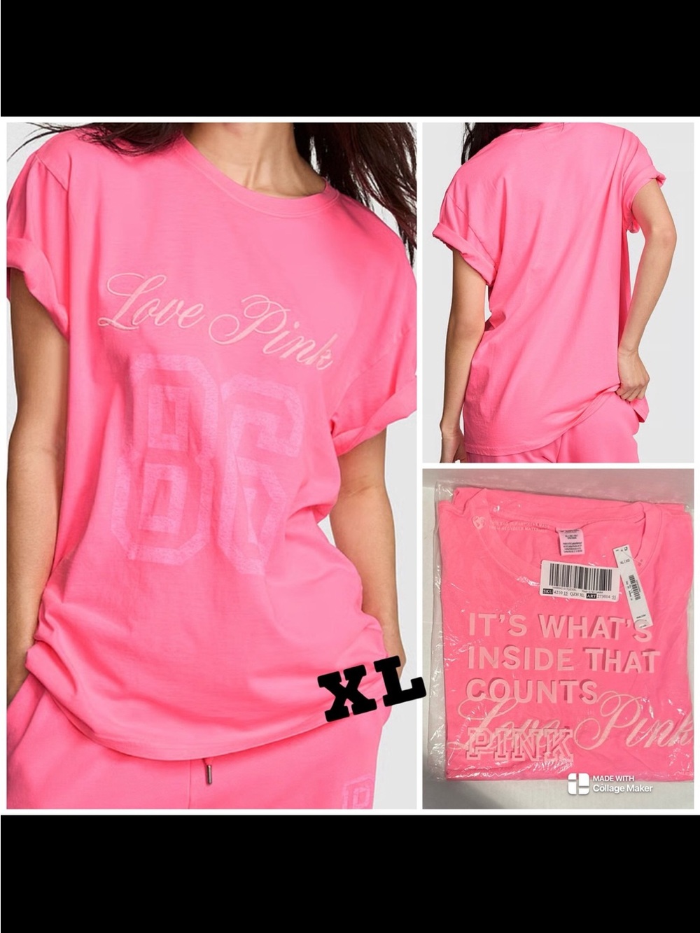 VS PINK NWT Love Pink Campus Cotton Short-Sleeve Tee